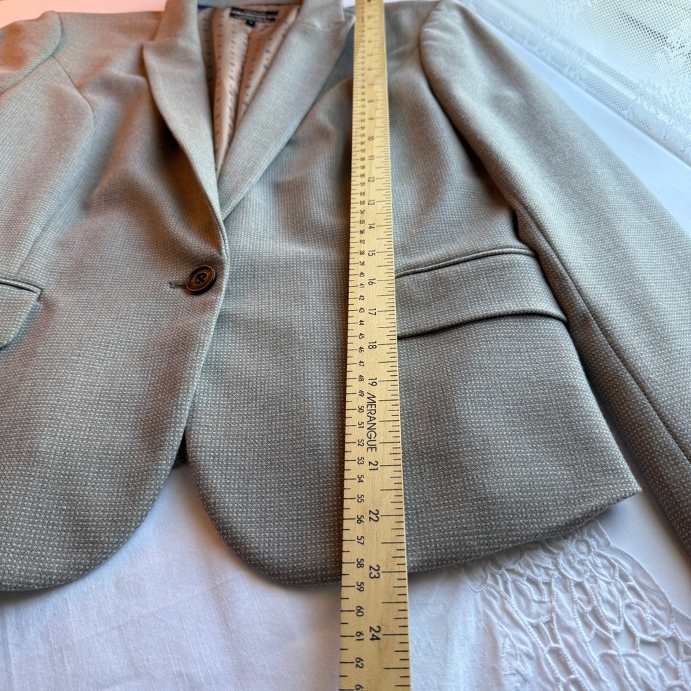 RW&CO Womens Tan Micro Pattern One Button Blazer Stretch Lining Size 10 - Picture 12 of 16